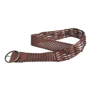 Linea Pelle Brown Woven Veg Bonded Leather Belt Size L